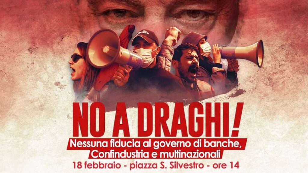 in piazza contro il governo draghi