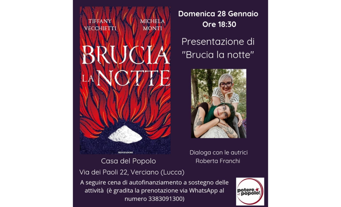 DOMENICA ALLA CASA DEL POPOLO PRESENTAZIONE DEL LIBRO BRUCIA LA NOTTE -  Potere al Popolo