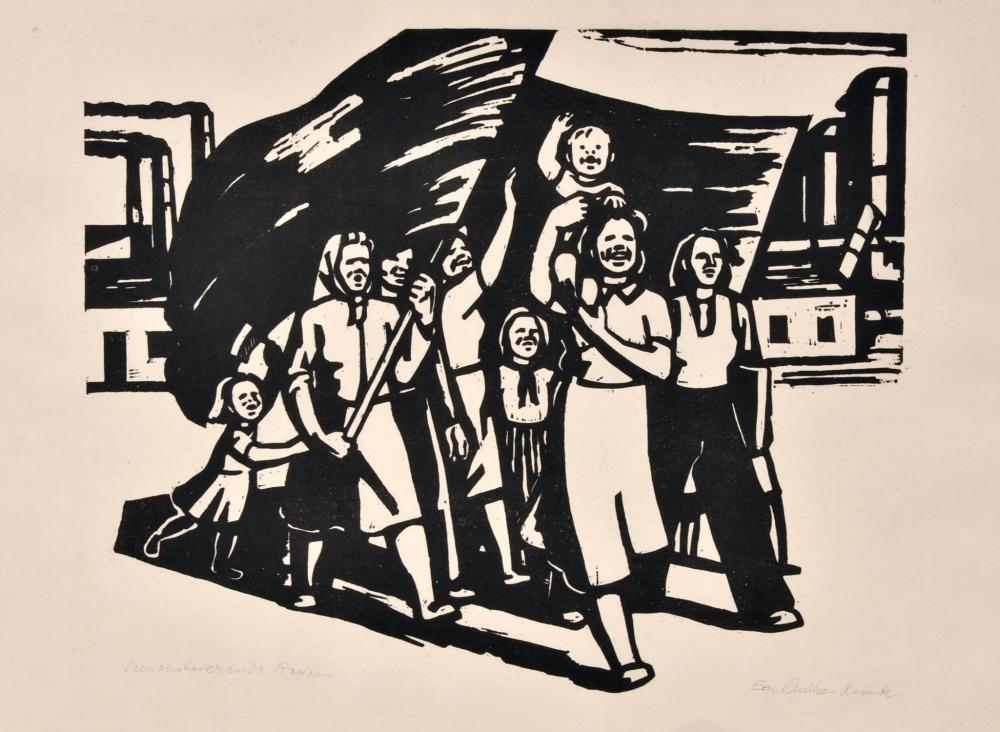 Eva Schulze-Knabe (DDR), Demonstrierende Frauen (Women Marching), 1952.